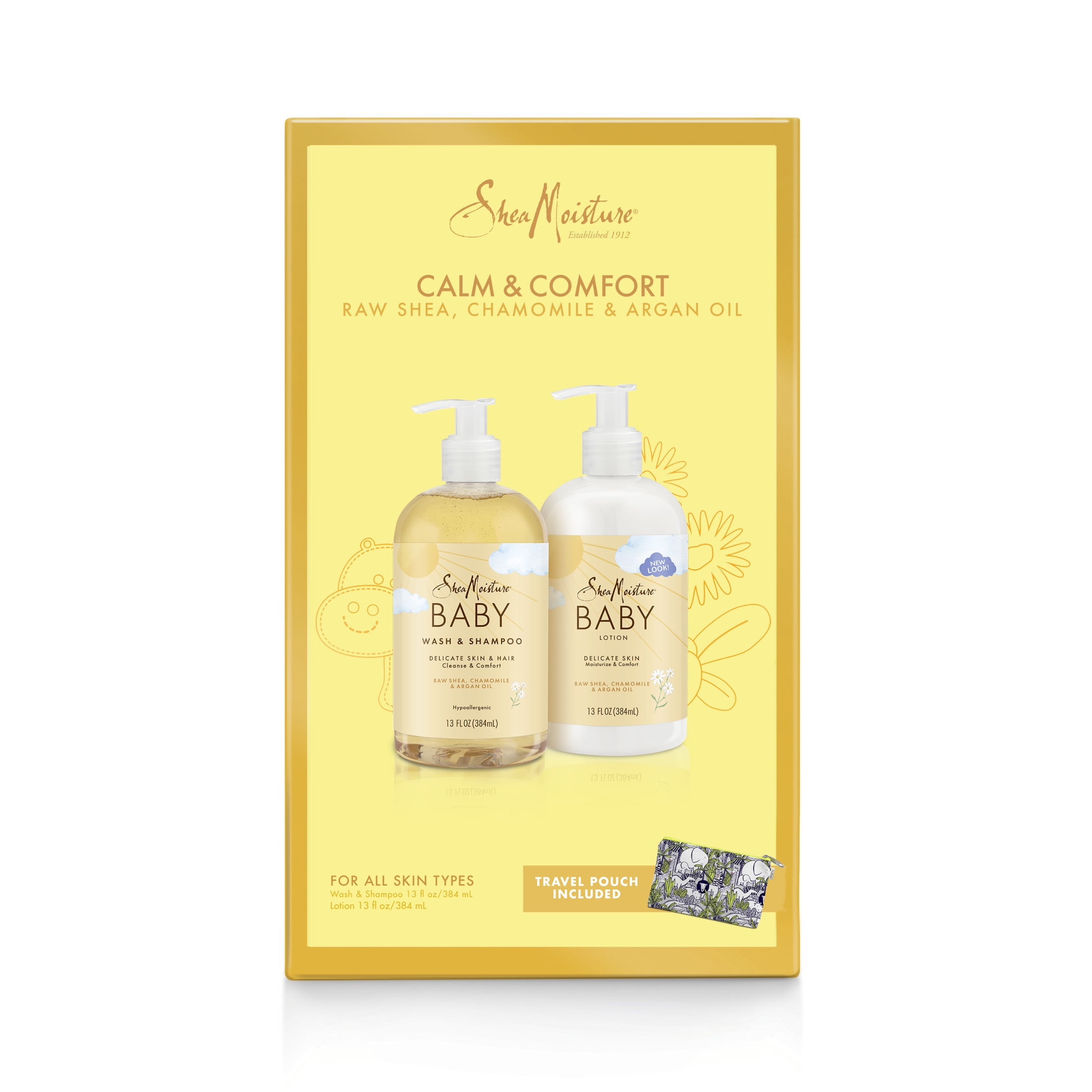 SheaMoisture Baby Gift Set Raw Shea Chamomile & Argan Oil, Wash 13oz LTN 8 Fluid Ounce -- Pack of 2