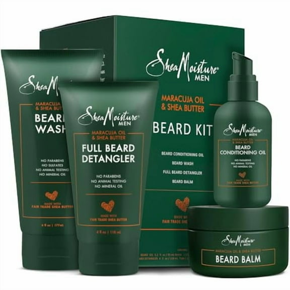 SheaMoisture Beard-Care Kit for Men, Includes Wash, Balm, Oil, Conditioner, Natural Shea Butter & Maracuja Oil, Great Gift