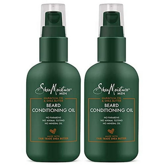 SheaMoisture Beard Conditioning Oil for Men, Beard Oil with Coconut Oil, Olive Oil, Maracuja Oil & Shea Butter to Moisturize & Soften, Beard Conditioner & Detangler, Pack of 2-3.2 Fl Oz Ea