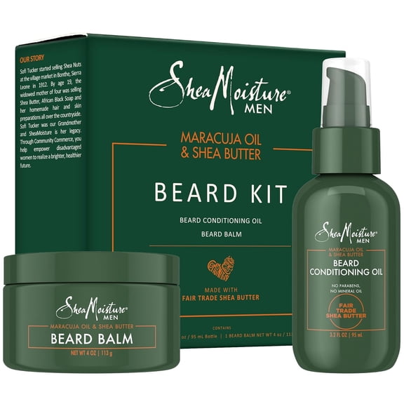 SheaMoisture Beard Care Gift Set – Natural Beard Oil & Beard Balm Scented with Essential Oils, Christmas Gifts for Men (2 Piece Set)