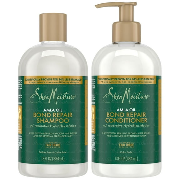 SheaMoisture Bond Repair Shampoo & Conditioner Set Frizz Control, Strengthening Hair Breakage Repair Treatment with Amla Oil, 13 Oz Ea