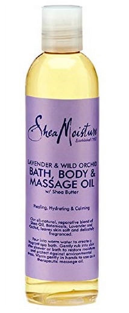 SheaMoisture Calming Bath, Body & Massage Oil Lavender & Wild Orchid, 8 oz - image 1 of 2