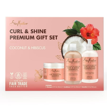 SheaMoisture Coconut Hibiscus Curl Set Shampoo, CONDITIONER Curl Enhancing