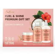 SheaMoisture Curl & Shine Shampoo, Conditioner, 13 Oz Ea + Curl Enhancing Smoothie, 12 Oz – Coconut & Hibiscus Premium Gift Set (3 Piece Set)