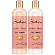 SheaMoisture Coconut & Hibiscus Curl & Shine Shampoo & Conditioner for Bouncy Curls, Frizz Control, 16 Oz Ea