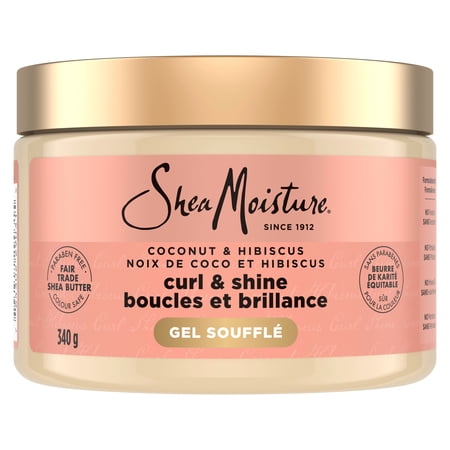 SheaMoisture Curling Gel Souffle For Thick, Curly Hair Coconut And Hibiscus To Moisturize And Protect Hair ,12 oz