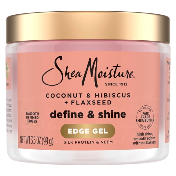 SheaMoisture Define & Shine Edge Gel + Flaxseed Holds and Controls Edges All Day Infused With Glycerin, Coconut Oil and an Invigorating Sweet Scent Coconut & Hibiscus Paraben-Free Hair, 3.5 oz