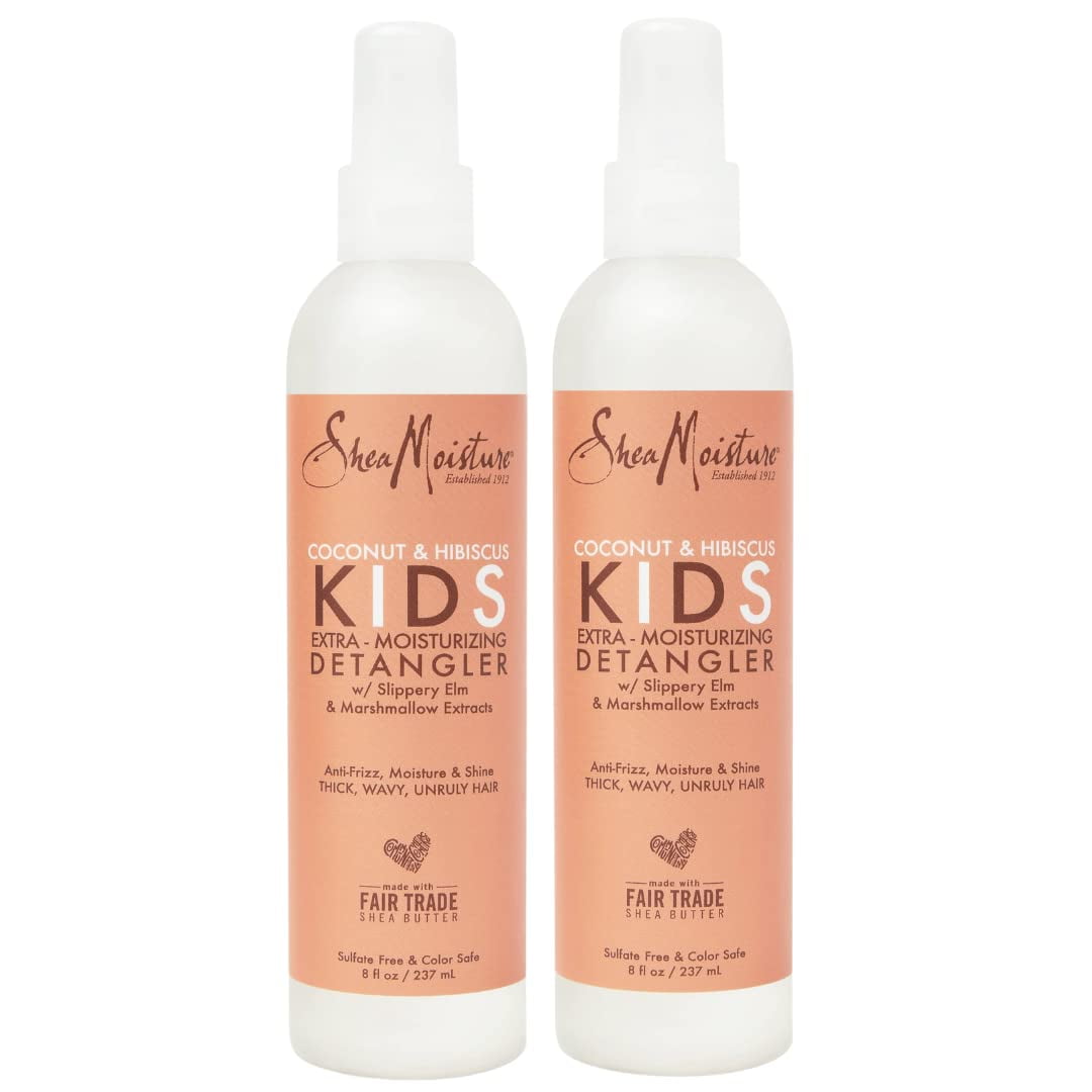 SheaMoisture Coconut & Hibiscus KIDS Extra Moisturizing Detangler, Spray In & Leave-On, 8 oz, Pack of 2