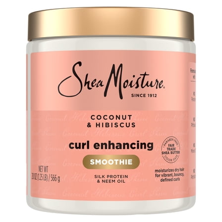 SheaMoisture Curl Enhancing Smoothie Hair Cream for Thick, Curly Hair Coconut and Hibiscus Sulfate Free and Paraben Free Curl Cream, 20 oz