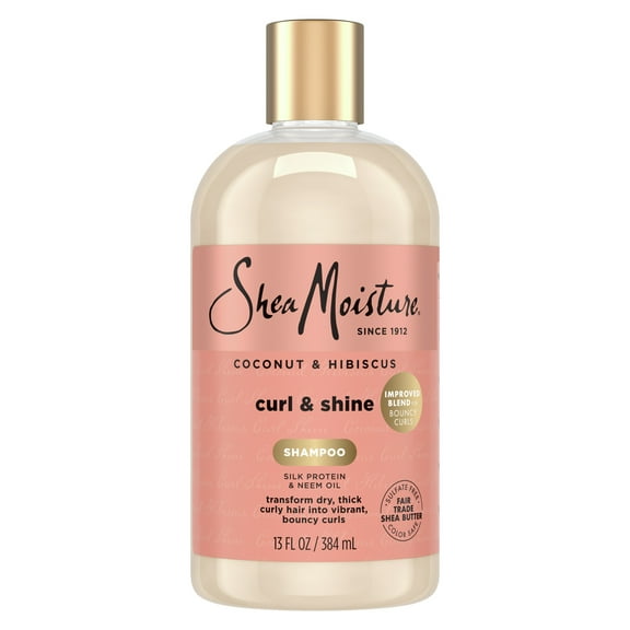 SheaMoisture Curl & Shine Shampoo Coconut & Hibiscus for Curly Hair Paraben Free, 13 oz Bottle