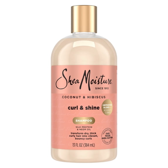 SheaMoisture Curl and Shine Coconut Shampoo for Curly Hair Coconut & Hibiscus Paraben Free Shampoo, 13 fl oz