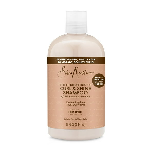 SheaMoisture Curl & Shine Shampoo Coconut & Hibiscus for Curly Hair Paraben Free, 13 oz Bottle