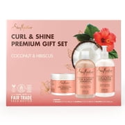 SheaMoisture Curl & Shine Shampoo, Conditioner, 13 Oz Ea + Curl Enhancing Smoothie, 12 Oz  Coconut & Hibiscus Premium Gift Set 3 Piece Set