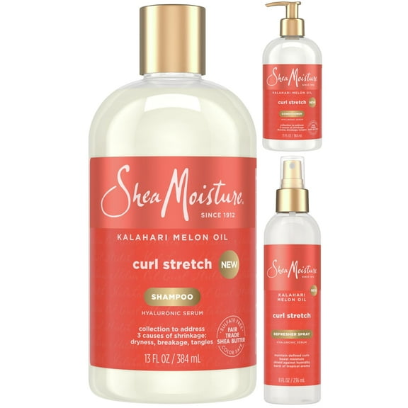 SheaMoisture Curl Stretch Shampoo and Conditioner 13 oz ea + Hydrating Hairspray 8 oz