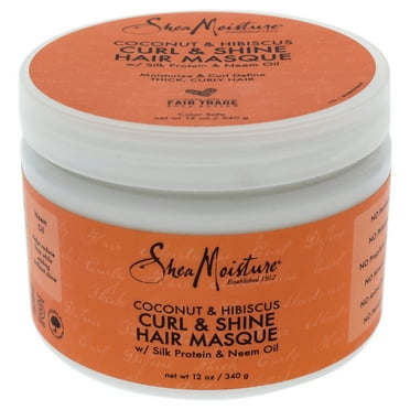 SheaMoisture Curl and Shine Hair Mask with Shea Butter, Coconut and Hibiscus, 11.5 oz