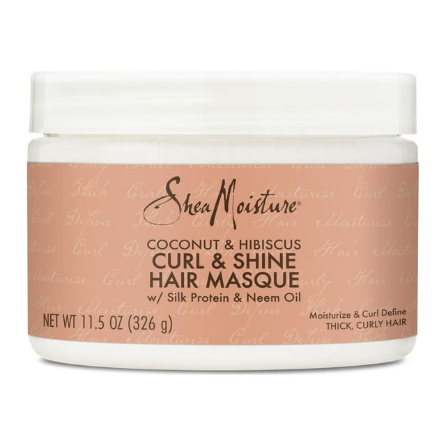 SheaMoisture Curl and Shine Hair Mask with Shea Butter, Coconut and Hibiscus, 11.5 oz