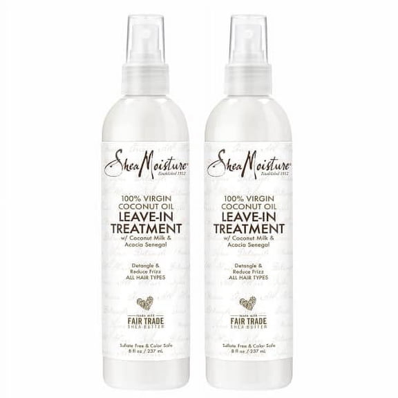 SheaMoisture Curly Hair Products, Leave in Conditioner Spray, 100% Virgin Coconut Oil, Hair Care, Detangler Spray, Shea Butter and Coconut Milk, Anti Frizz Hair Products (Pack of 2-8 Fl Oz Ea)