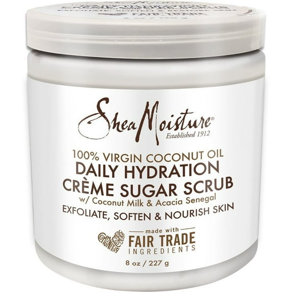 SheaMoisture Daily Hydration Crème Sugar Scrub 100% Virgin Coconut Oil 8 oz