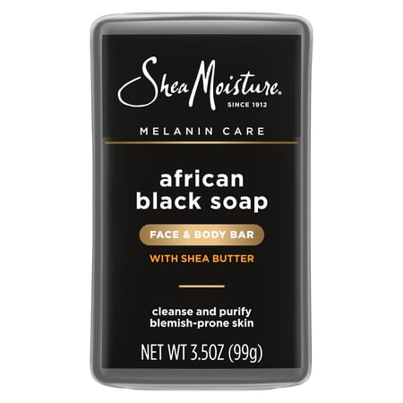 SheaMoisture Bar Soap For Face And Body For Oily, Blemish-Prone Skin African Black Soap Paraben Free ,3.5 oz