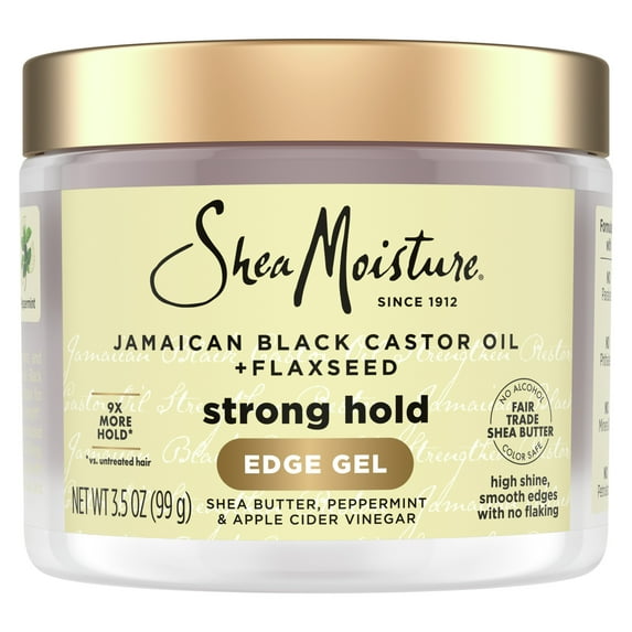 SheaMoisture Edge Control Strong Hold Edge Gel + Flaxseed Jamaican Black Castor Oil, 3.5 oz