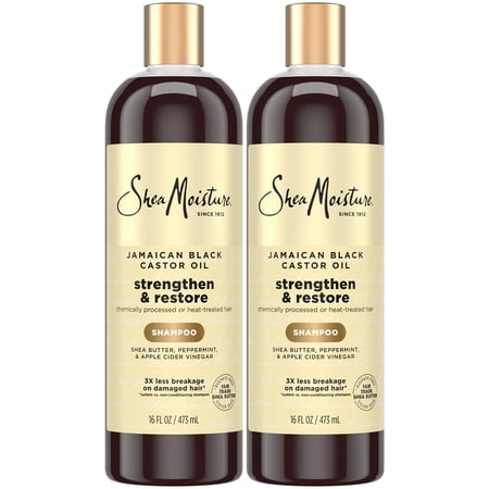 Shea Moisture Jamaican Black Castor Oil Strengthen & Restore Shampoo 2-Pack, 16 Oz Ea