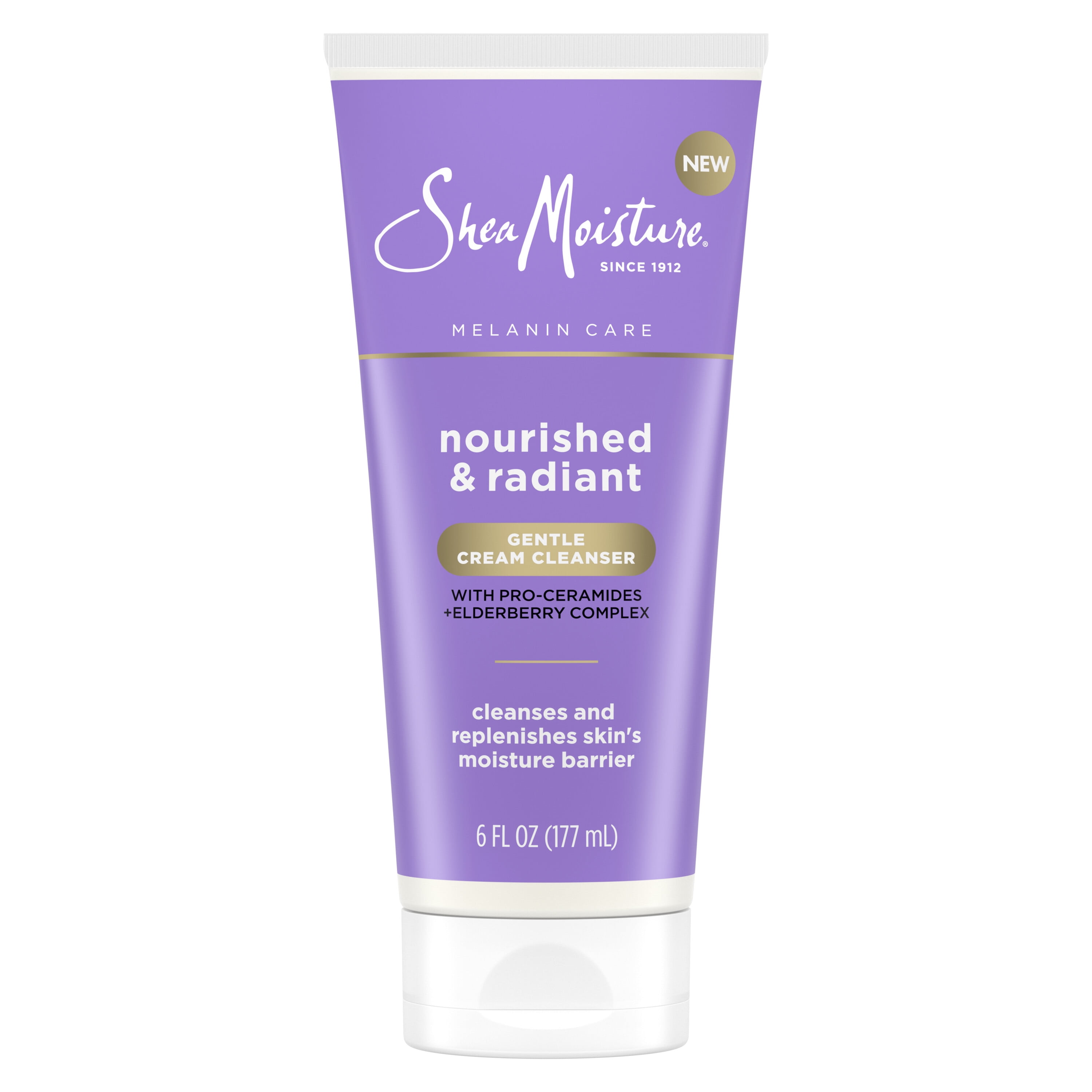 SheaMoisture Melanin Care Cream Cleanser with Pro-Ceramides + Elderberry Complex All Skin, 6 oz