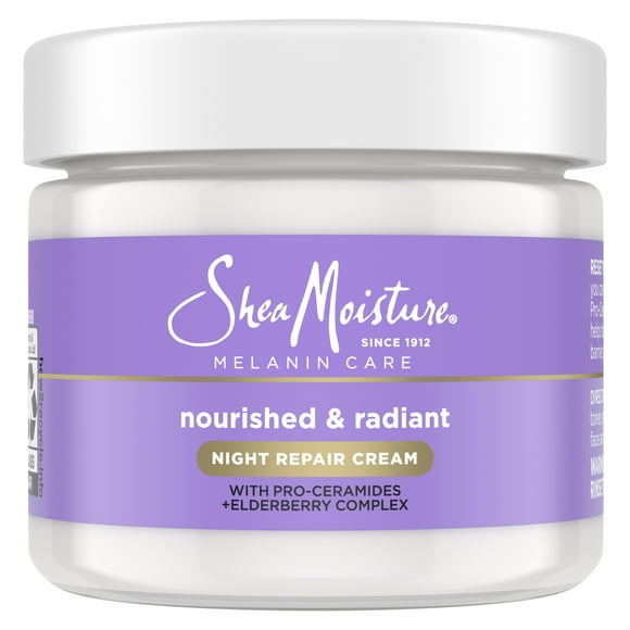 SheaMoisture Melanin Care Night Repair Cream with Pro-Ceramides + Elderberry Complex All Skin, 2 oz