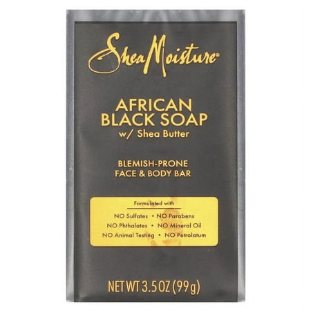 SheaMoisture Paraben-Free African Black Soap Face & Body Bar for Oily Blemish-Prone Skin - 3.5 oz Pack of 4