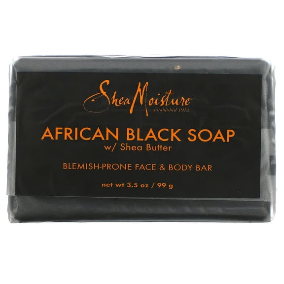 SheaMoisture Paraben-Free African Black Soap Face & Body Bar for Oily Blemish-Prone Skin - 3.5 oz Pack of 4