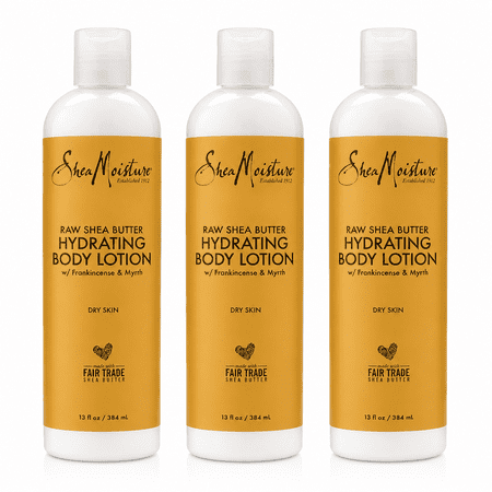 SheaMoisture Raw Shea Butter Hydrating Body Lotion, 13 oz, Pack of 3 – Deep Moisturizer for Dry Skin with Coconut Oil, Frankincense & Myrrh, Paraben-Free
