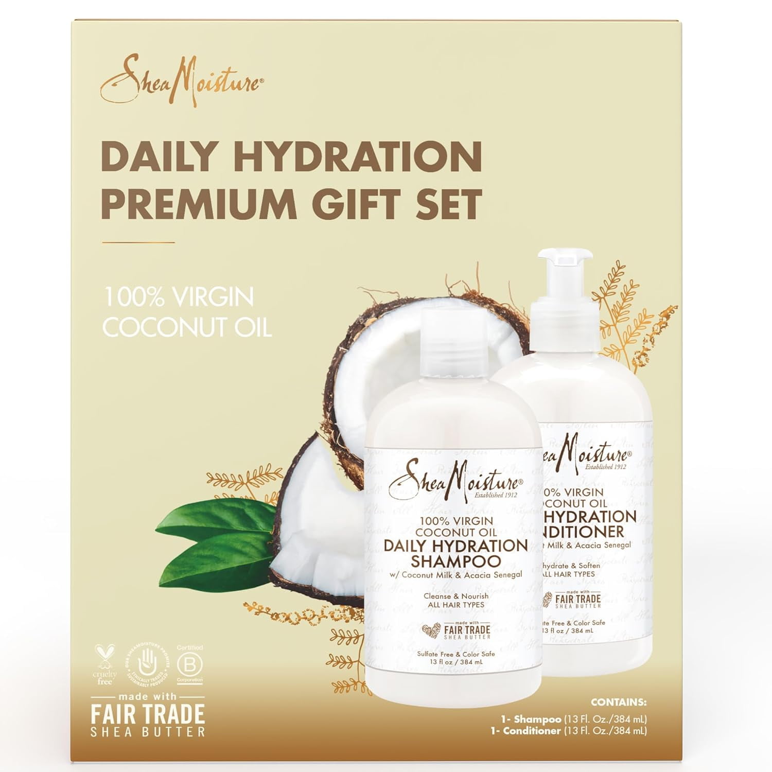 SheaMoisture Shampoo Conditioner 100% Virgin Coconut Oil Daily Hydration | 13 fl. oz.