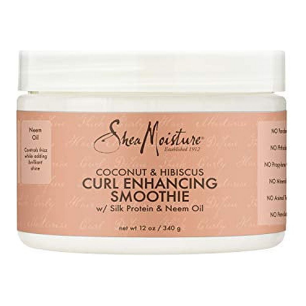 SheaMoisture Smoothie Curl Enhancing Cream for Thick, Curly Hair Coconut and Hibiscus Sulfate Free and Paraben Free 12 oz