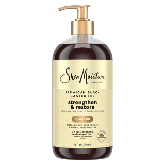 SheaMoisture Strengthen and Restore Shampoo for Damaged Hair Jamaican Black Castor Oil Sulfate-Free, 24 fl oz