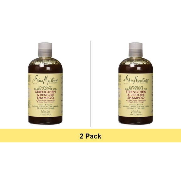 SheaMoisture Strengthen and Restore Shampoo 100% Pure Jamaican Black Castor Oil - 2 Pack