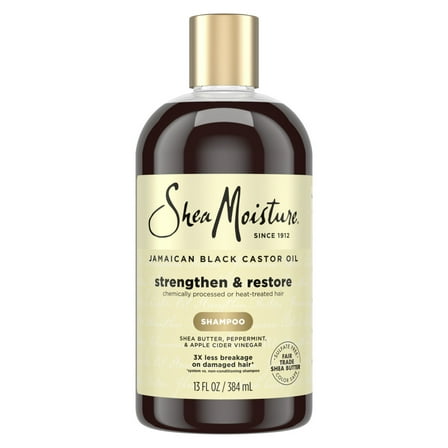 SheaMoisture Strengthen And Restore Shampoo 100% Pure Jamaican Black Castor Oil, 13 fl oz