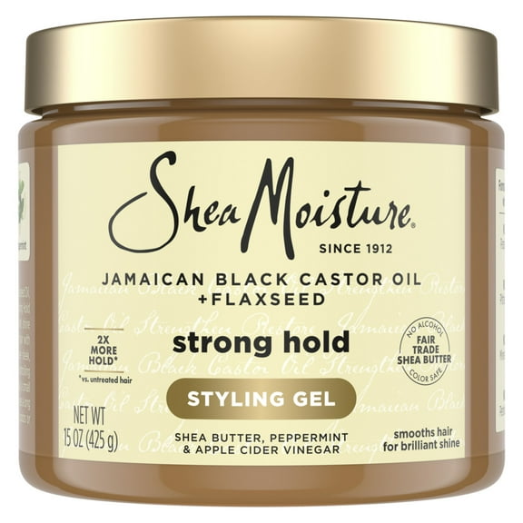 SheaMoisture Strong Hold Styling Gel + Flaxseed Jamaican Black Castor Oil, 15 oz