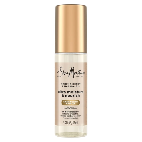 SheaMoisture Hair Oil Manuka Honey & Mafura Oil Ultra Nourishing for Dry, Frizzy Hair, 72-Hour Hydration & Frizz Control with Sacha Inchi, Mafura & Camellia Oils, 3.3 fl oz, 1 Pack