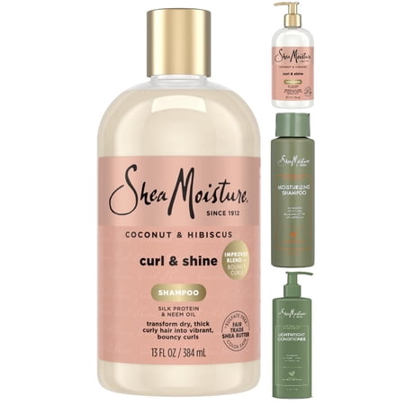 SheaMoisture Women's & Men's Shampoo & Conditioner Hair Care Bundle, 4 Count