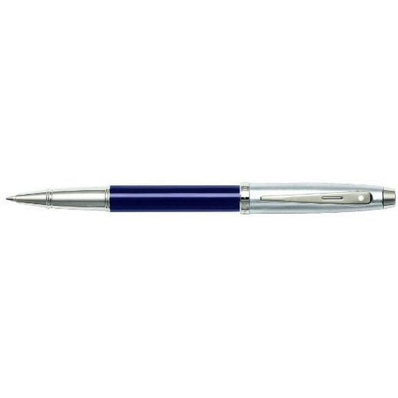 Sheaffer 100 Series Brushed Chrome Cap Nickel Trim Rollerball Pen - Blue