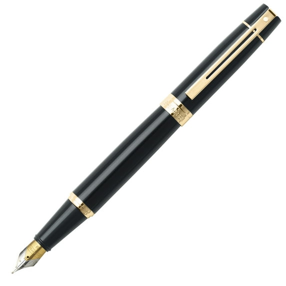 Sheaffer 300 Fountain Pen - Glossy Black w/Gold Trim - Medium Point