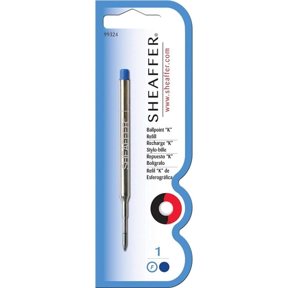 Sheaffer Ballpoint Refill "K" Style - Blue Fine - Blister Card
