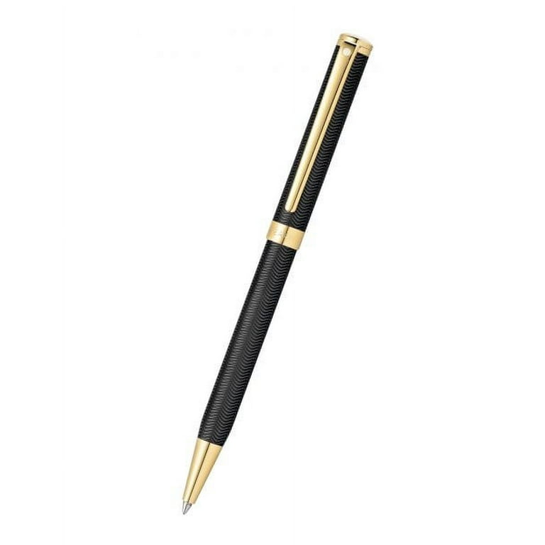 Scriveiner Black Lacquer Rollerball Pen - Stunning Luxury Pen with 24K Gold Finish, Schmidt Ink Refill, Best Roller Ball Pen Gift Set for Men & Women