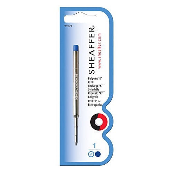 Sheaffer K Ballpoint Refills, Blue Ink, Fine Point, Single Blister Card (99324)