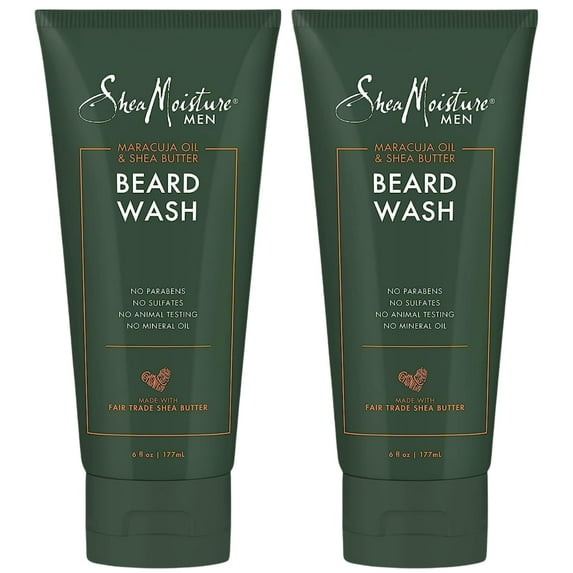 Sheamoisture Beard Wash - Full Beard Shampoo, Moisturizing With Maracuja Oil And Raw Organic Shea Butter, Beard Care For Men, 6 Fl Oz Ea (Pack Of 2)