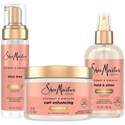 SheaMoisture Curl Care Bundle, Coconut & Hibiscus, Locks Enhancing Smoothie, Hold & Shine Moisture Mist, Frizz Free Mousse for Curly Hair, Wavy Styles, Natural
