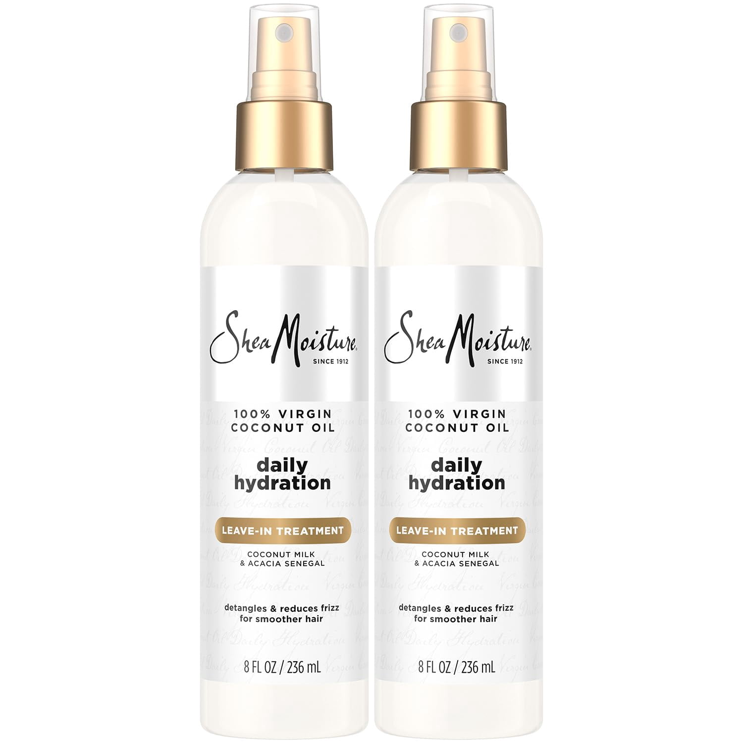 SheaMoisture Curly Hair Leave-in Conditioner Spray Anti-Frizz Care Pack of 2, 8 Fl Oz Ea | Virgin Coconut Oil, Shea Butter, Coconut Milk