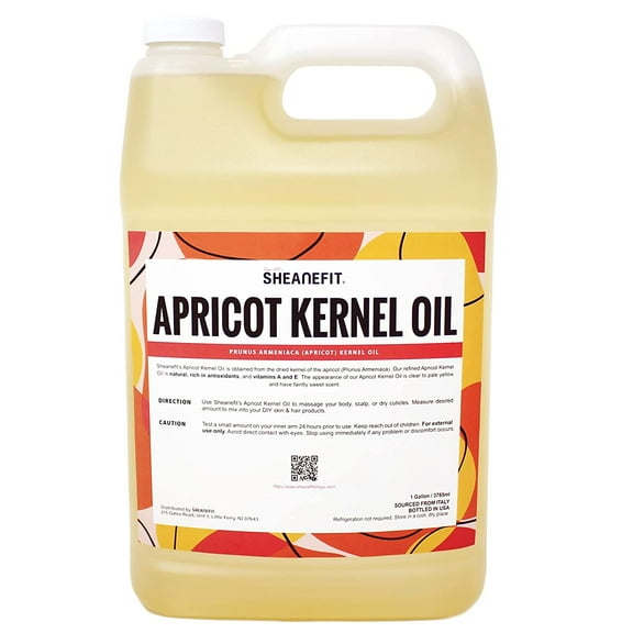 Sheanefit Cold Pressed Refined Apricot Kernel Oil Lightweight Base Carrier Oil - 128oz