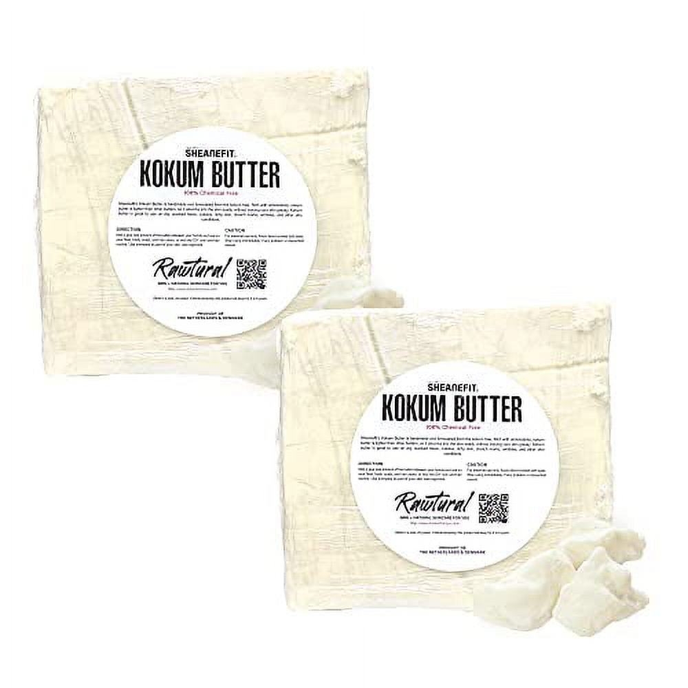 Sheanefit Raw Kokum Butter Bulk Bar - Smooth Textured Body Butter Absorbs Quickly, Use Alone or Mixed Body Butter, Hair Creams Bulk Bar (1 lb Bar)