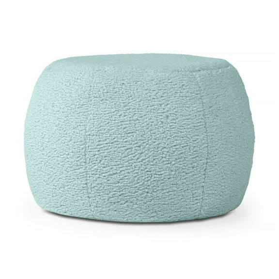 Shearling Pouf Ottoman - Faux Lamb Plush Barrel Pouf for Living Room, Small Mineral Green - Modern Home Decor Footrest & Accent Seating