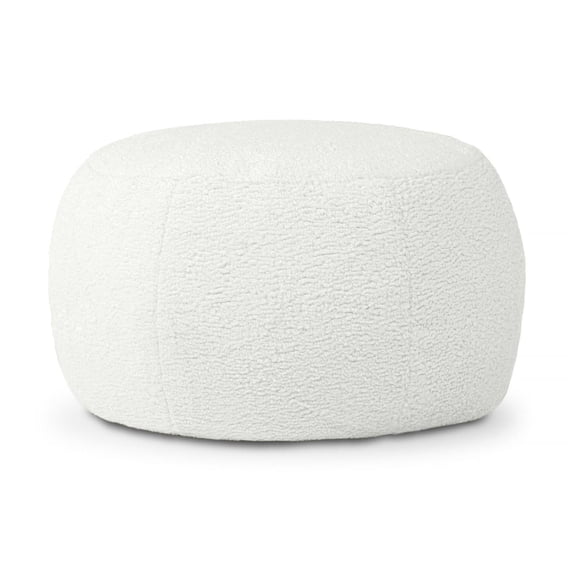 Shearling Pouf Ottoman - Faux Lamb Plush Footrest - Modern Home Decor - Large Cloud Pouf for Living Room, Bedroom, Cozy Seating Faux-Sheep